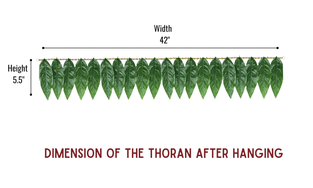 Toran for Main Door Entrance, Handmade Mango Leaf Toran, Traditional Bandarwal for Festival, Pooja, Wedding & Home Decor, Artificial Leaf Doorway Hanging (42 x 5.5 Inches, Green)