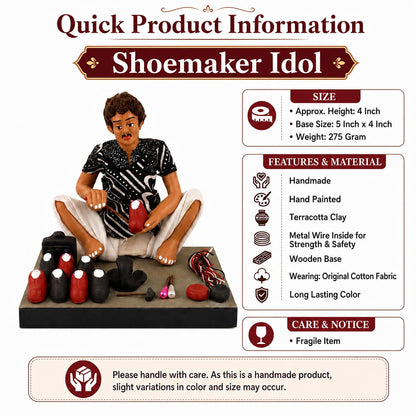 Niharika Collections Krishnanagar Handmade Clay Gift & Décor | Basic- Sitting Human Figure Miniature Idol - Shoemaker