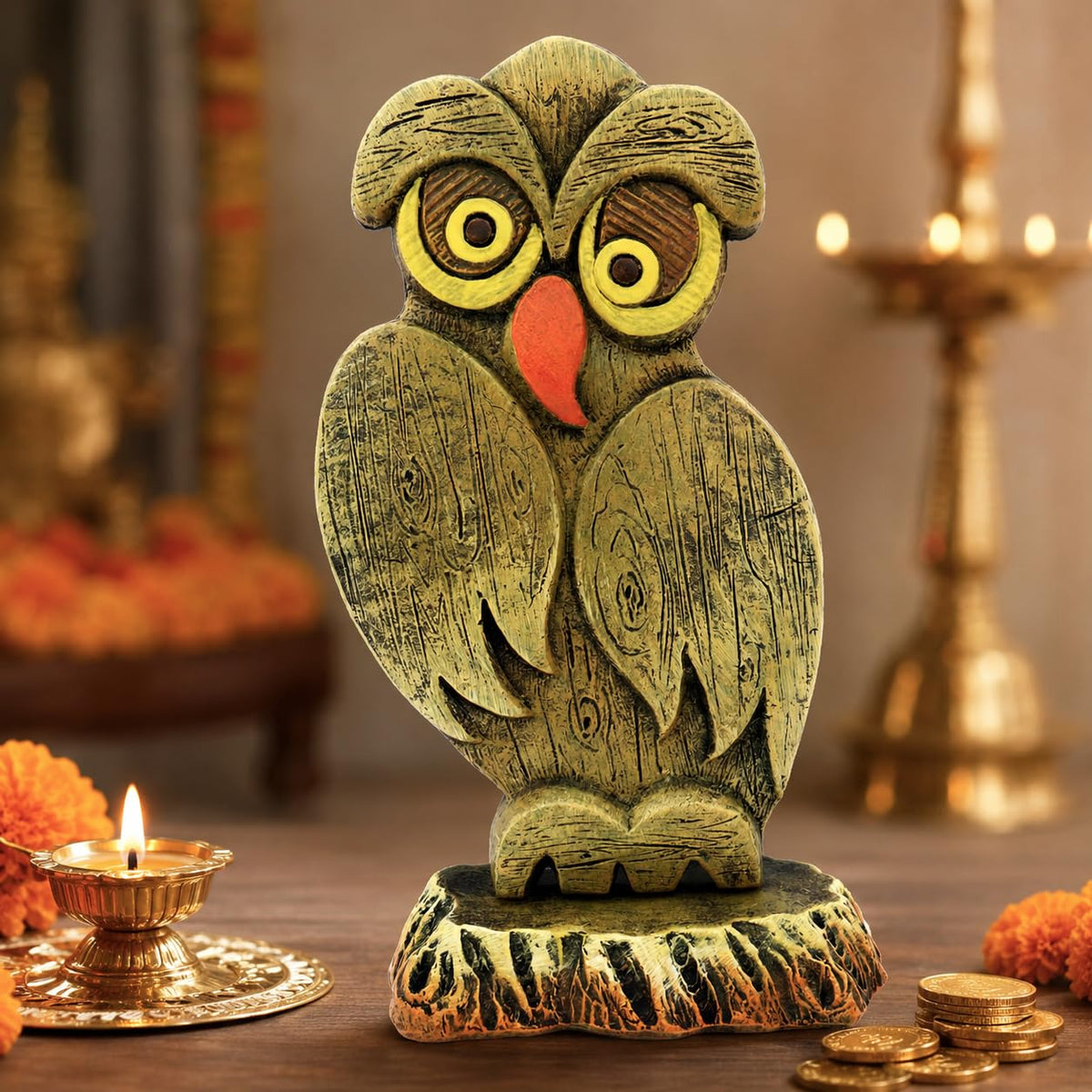 Niharika Collections Handmade Terracotta Clay Idol | Dhanisha – Lakshmi Owl | Symbol of Wealth & Success