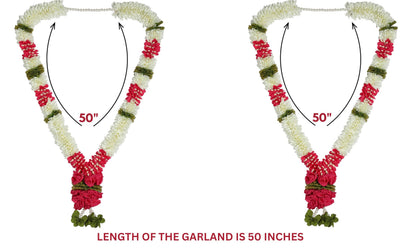 A Pair of Garland with Jasmin Buds Off White 5ft Long, Artificial Garland for Decoration,God Idol, Festivals, Home Decor, Varalakshmi, Diwali,Ugadi & Wedding