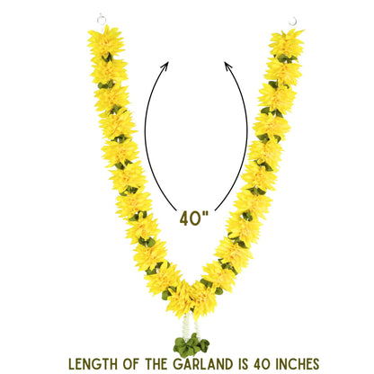 Artificial Garland for Home Decoration, 40 Inches Handcrafted Artificial Rose Flower Garland for Sankranti Ugadi Varamahalakshmi Wedding Event, Diwali & Navaratri Festivals (Yellow)