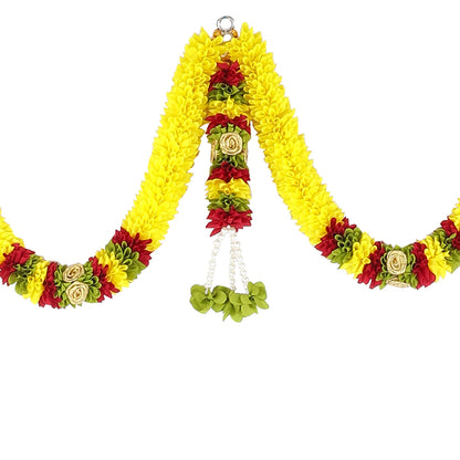 Toran for Main Door Entrance, Bandarwal for Festival, Pooja Mandir & Wedding, Handmade Traditional Flower Hanging for Home & Office Decor (42 inches 72 inches) Yellow