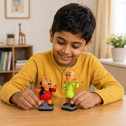 Niharika Collections Krishnanagar Handmade Clay Idol Motu-Patlu