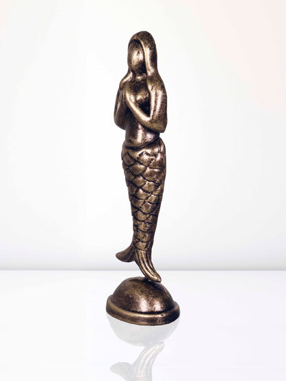 Niharika Collections Handmade Clay Terracotta Abstract Sculpture Matsya Kanya Idol for Gifts and Décor (Metallic Golden)