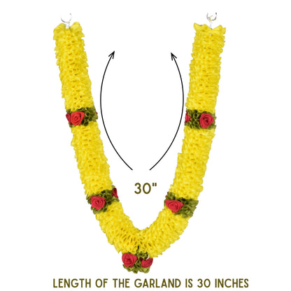 Artificial Garland for Home dcoration, 30 Inches Handcrafted Artificial Rose Flower Garland for Sankranti Ugadi Varamahalakshmi Wedding Event, Diwali & Navaratri Festivals (Yellow)