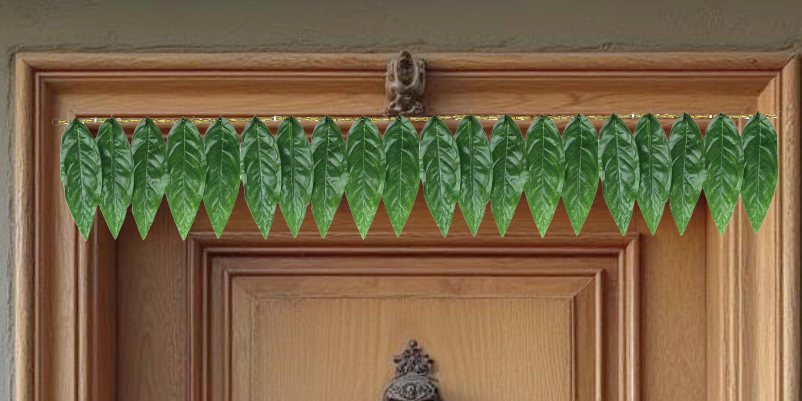 Toran for Main Door Entrance, Handmade Mango Leaf Toran, Traditional Bandarwal for Festival, Pooja, Wedding & Home Decor, Artificial Leaf Doorway Hanging (42 x 5.5 Inches, Green)