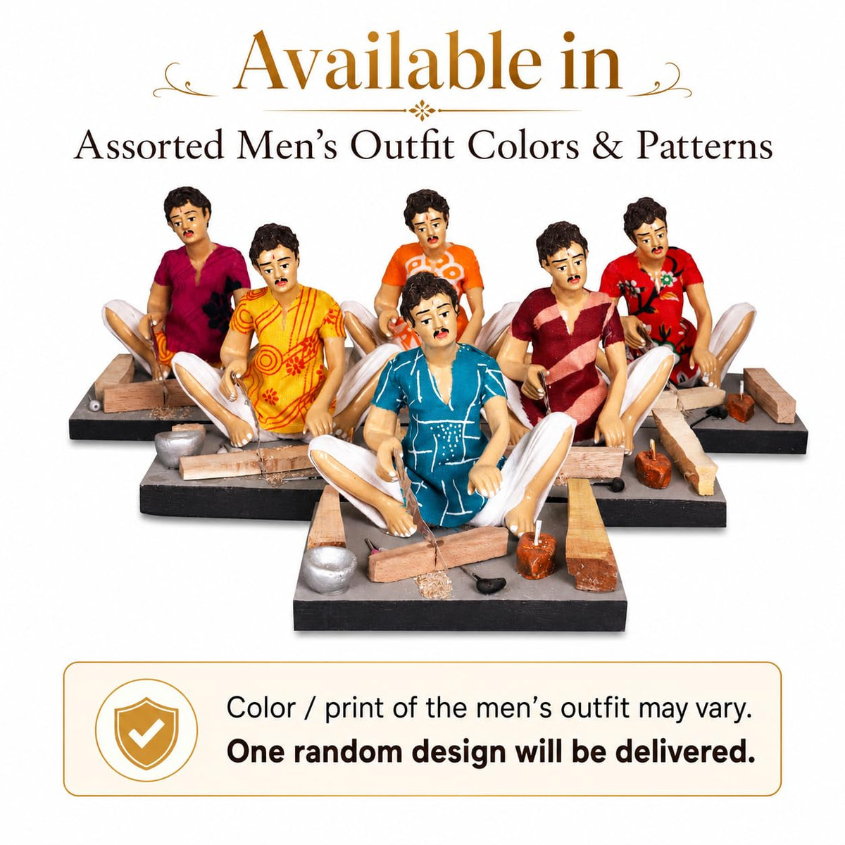 Niharika Collections Krishnanagar Handmade Clay Gift & Décor | Basic- Sitting Human Figure Miniature Idol - Carpenter