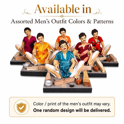 Niharika Collections Krishnanagar Handmade Clay Gift & Décor | Basic- Sitting Human Figure Miniature Idol - Carpenter