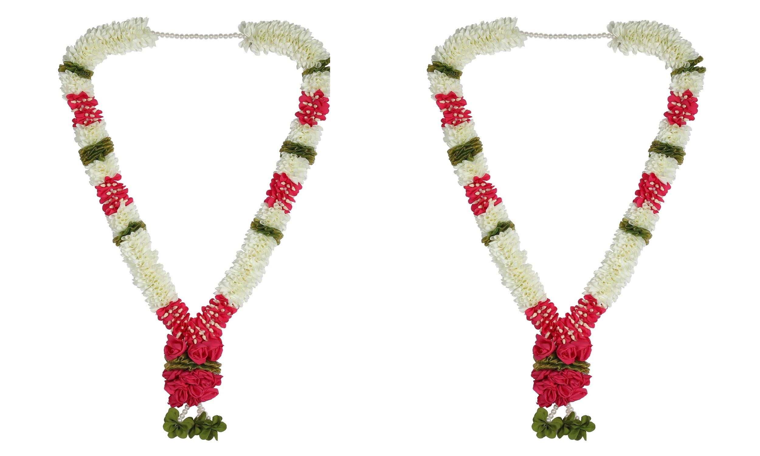A Pair of Garland with Jasmin Buds Off White 5ft Long, Artificial Garland for Decoration,God Idol, Festivals, Home Decor, Varalakshmi, Diwali,Ugadi & Wedding