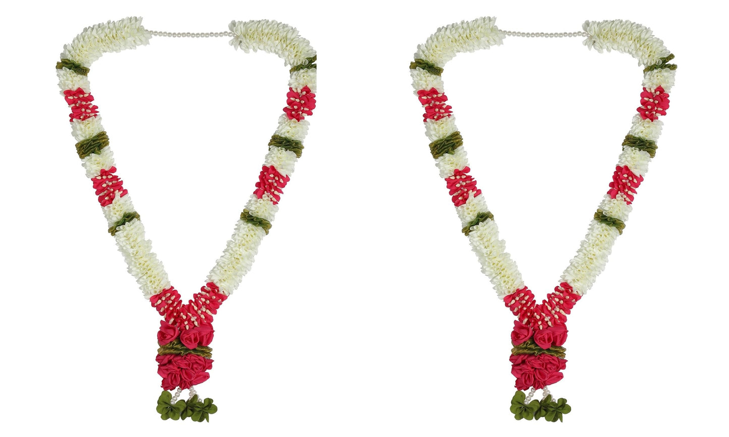 A Pair of Garland with Jasmin Buds Off White 5ft Long, Artificial Garland for Decoration,God Idol, Festivals, Home Decor, Varalakshmi, Diwali,Ugadi & Wedding