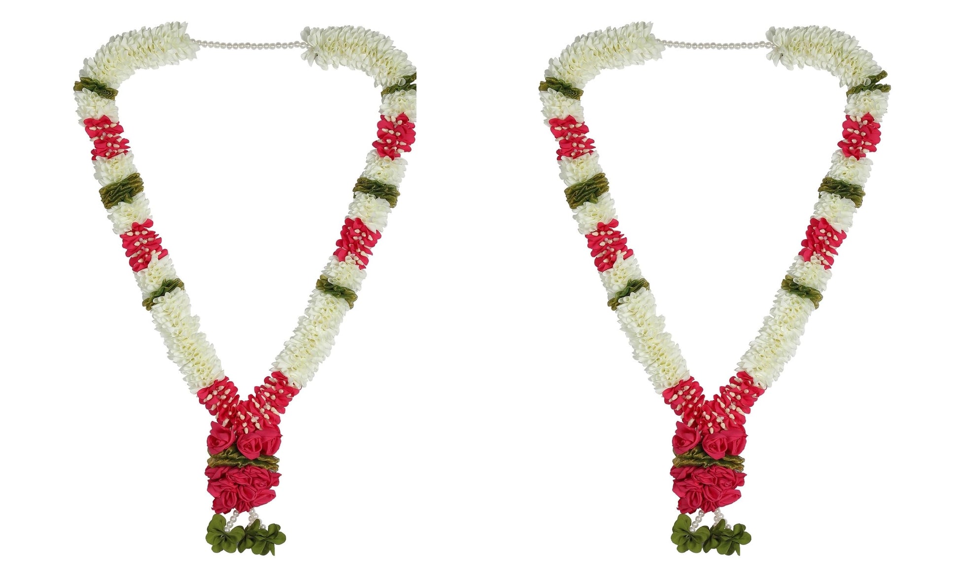 A Pair of Garland with Jasmin Buds Off White 5ft Long, Artificial Garland for Decoration,God Idol, Festivals, Home Decor, Varalakshmi, Diwali,Ugadi & Wedding