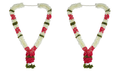 A Pair of Garland with Jasmin Buds Off White 5ft Long, Artificial Garland for Decoration,God Idol, Festivals, Home Decor, Varalakshmi, Diwali,Ugadi & Wedding