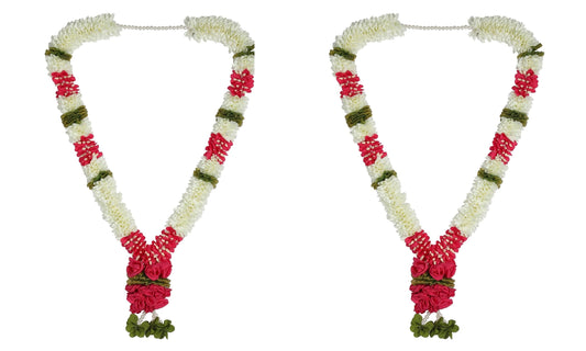 A Pair of Garland with Jasmin Buds Off White 5ft Long, Artificial Garland for Decoration,God Idol, Festivals, Home Decor, Varalakshmi, Diwali,Ugadi & Wedding