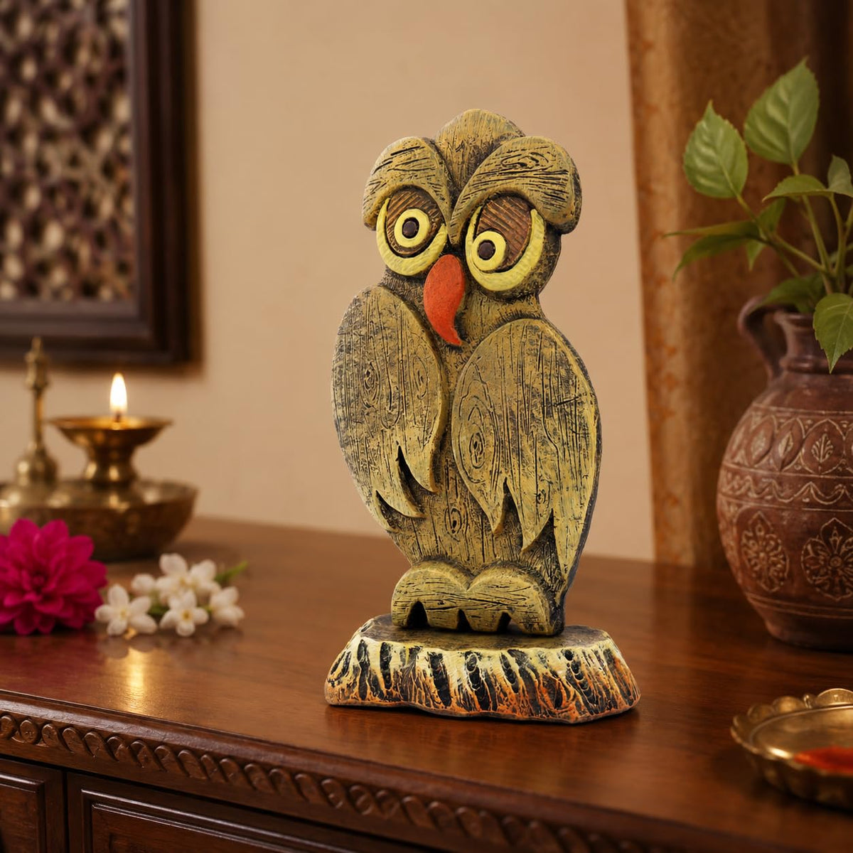 Niharika Collections Handmade Terracotta Clay Idol | Dhanisha – Lakshmi Owl | Symbol of Wealth & Success