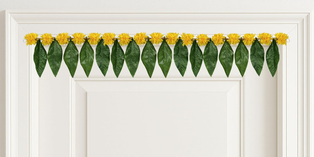 Toran for Main Door Entrance, Handmade Green Mango Leaf Toran, Traditional Bandarwal for Festival, Pooja, Wedding & Home Decor, Artificial Leaf Door Hanging (42 x 7 Inches)