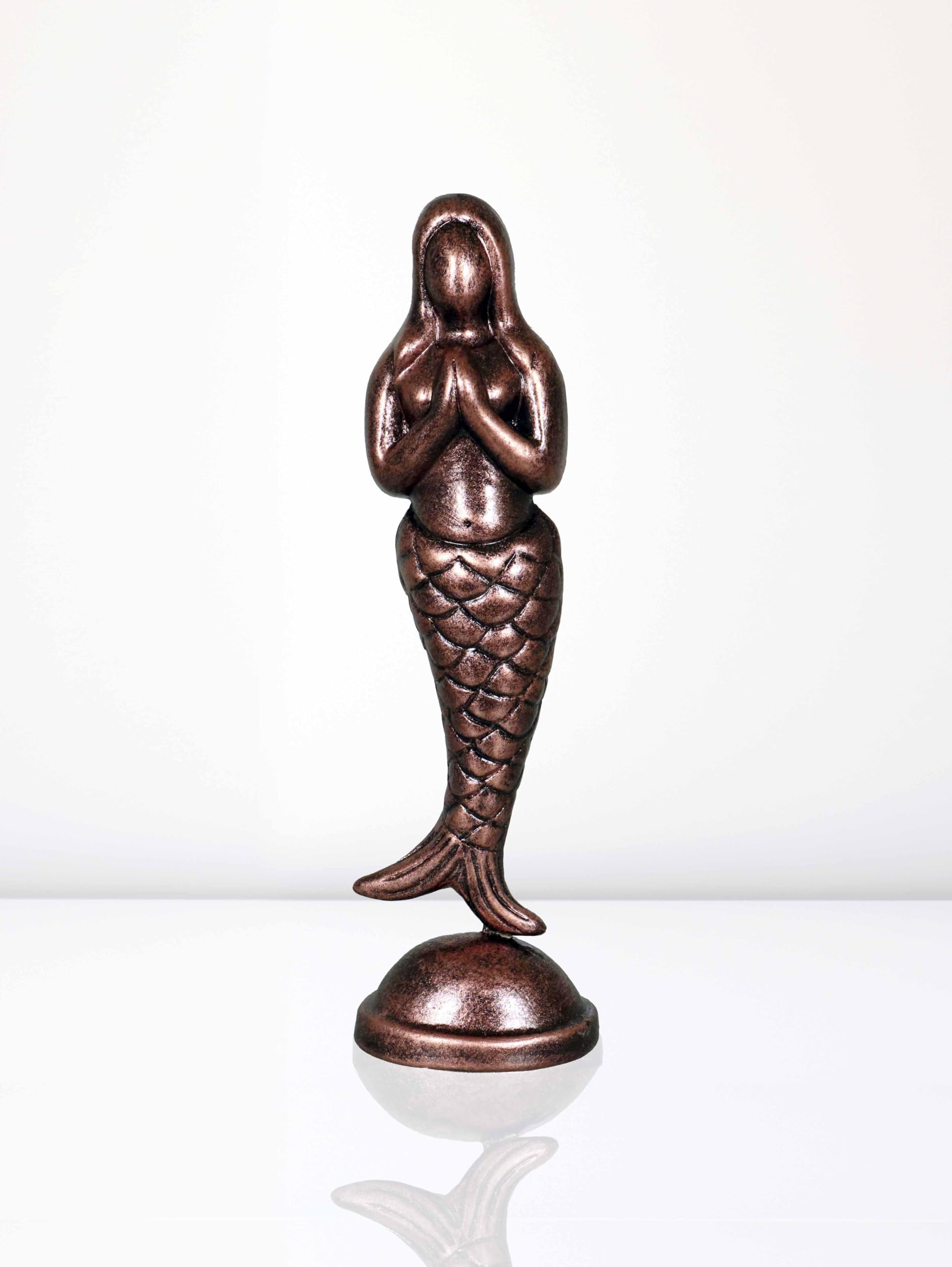 Niharika Collections Handmade Clay Terracotta Abstract Sculpture Matsya Kanya Idol for Gifts and Décor (Metallic Bronze)