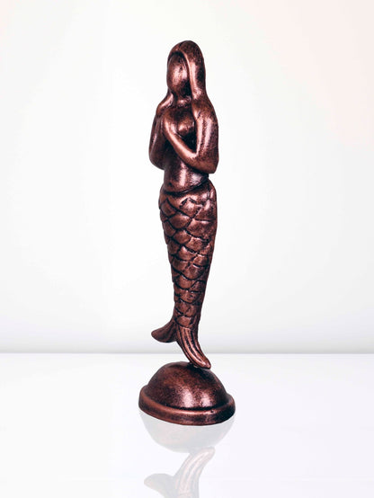 Niharika Collections Handmade Clay Terracotta Abstract Sculpture Matsya Kanya Idol for Gifts and Décor (Metallic Bronze)