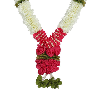A Pair of Garland with Jasmin Buds Off White 5ft Long, Artificial Garland for Decoration,God Idol, Festivals, Home Decor, Varalakshmi, Diwali,Ugadi & Wedding
