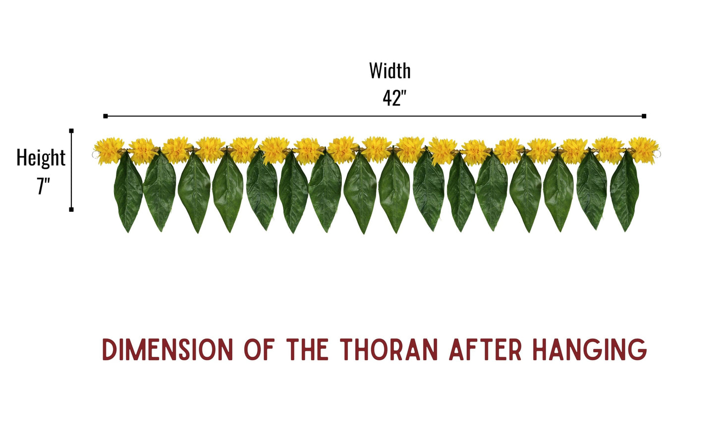 Toran for Main Door Entrance, Handmade Green Mango Leaf Toran, Traditional Bandarwal for Festival, Pooja, Wedding & Home Decor, Artificial Leaf Door Hanging (42 x 7 Inches)
