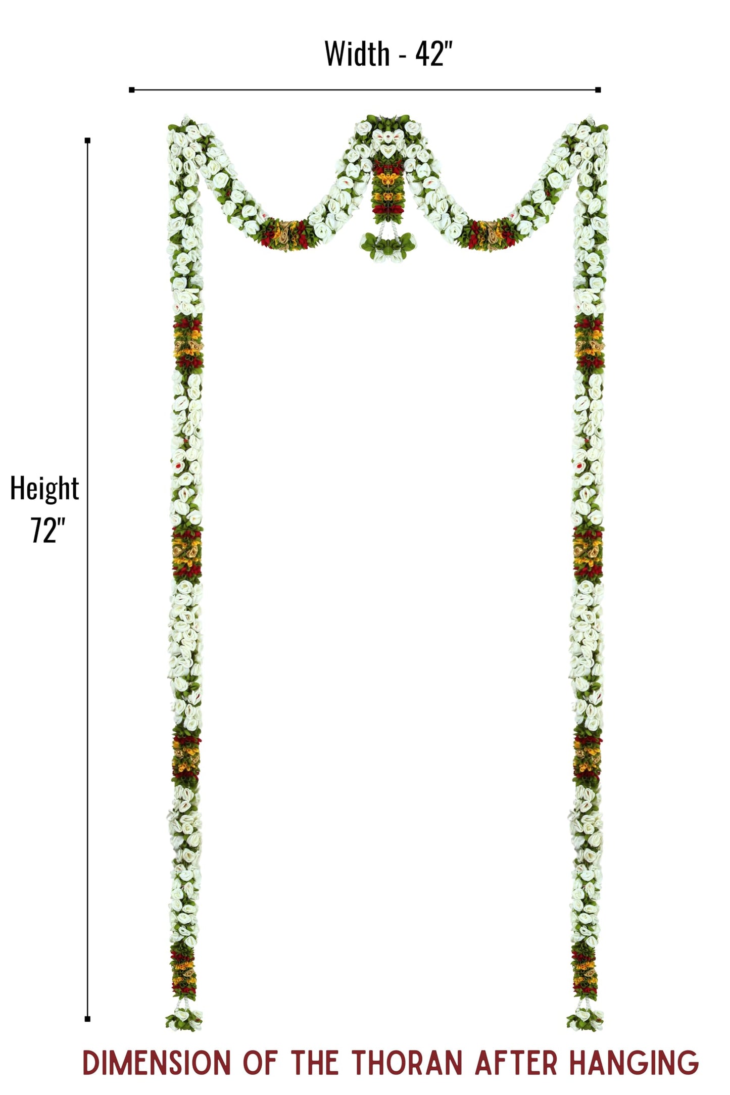 Toran for Main Door Entrance, Bandarwal for Festival, Pooja Mandir & Wedding, Handmade Traditional Flower Hanging for Home & Office Decor (White)