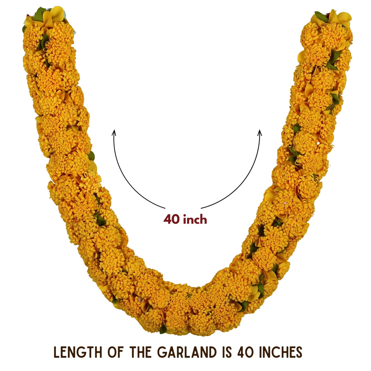 Shevanti Yellow Flower Garland for Pooja Mandir Decoration, Hanging Mala for Photo Frame, Haar Mala for God Idols, Photo Frames of Loved Ones, Ancestors, Pitra (40 inch)