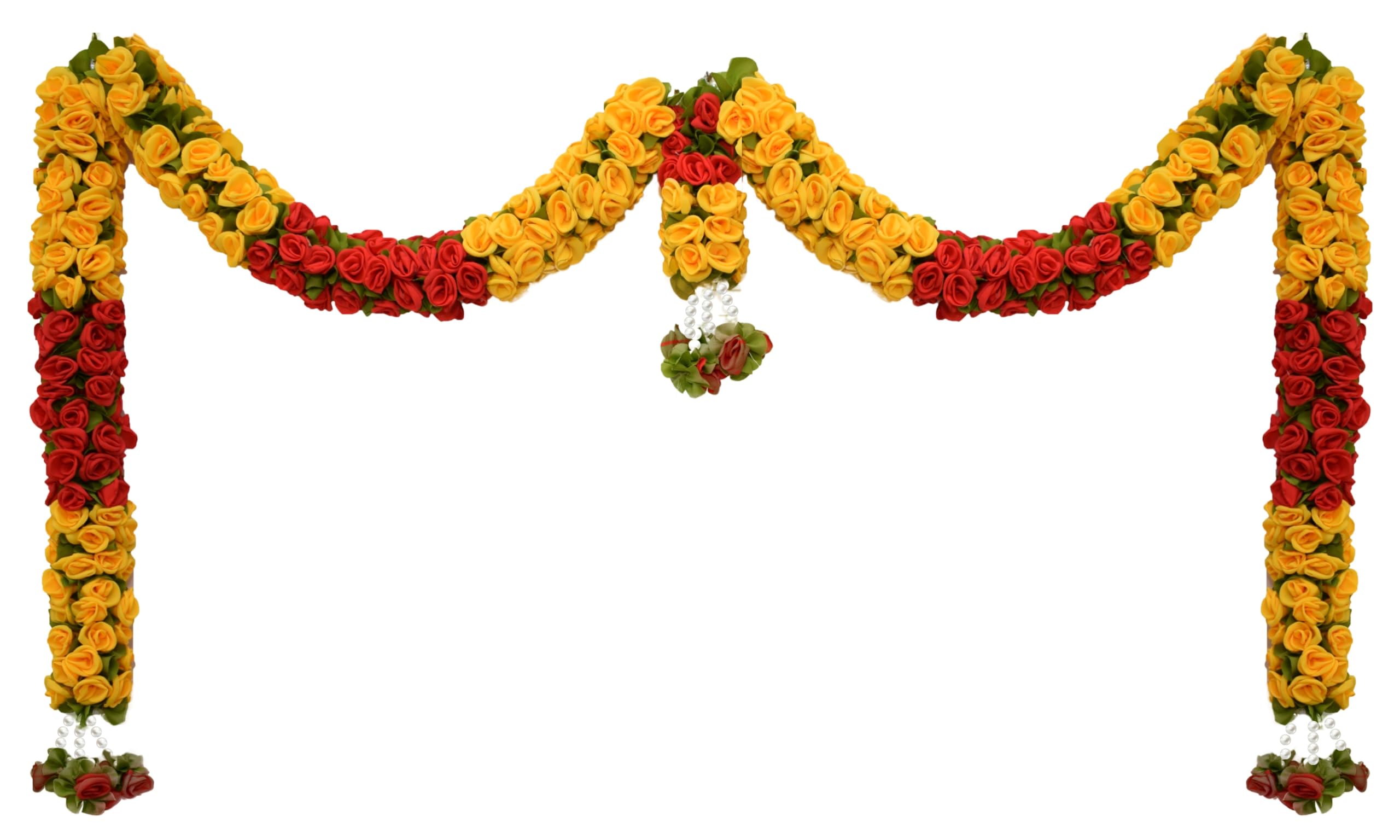 Toran for Main Door Entrance, Bandarwal for Festival, Pooja Mandir & Wedding, Handmade Traditional Flower Hanging for Home & Office Decor (42 inches 18 inches) Yellow