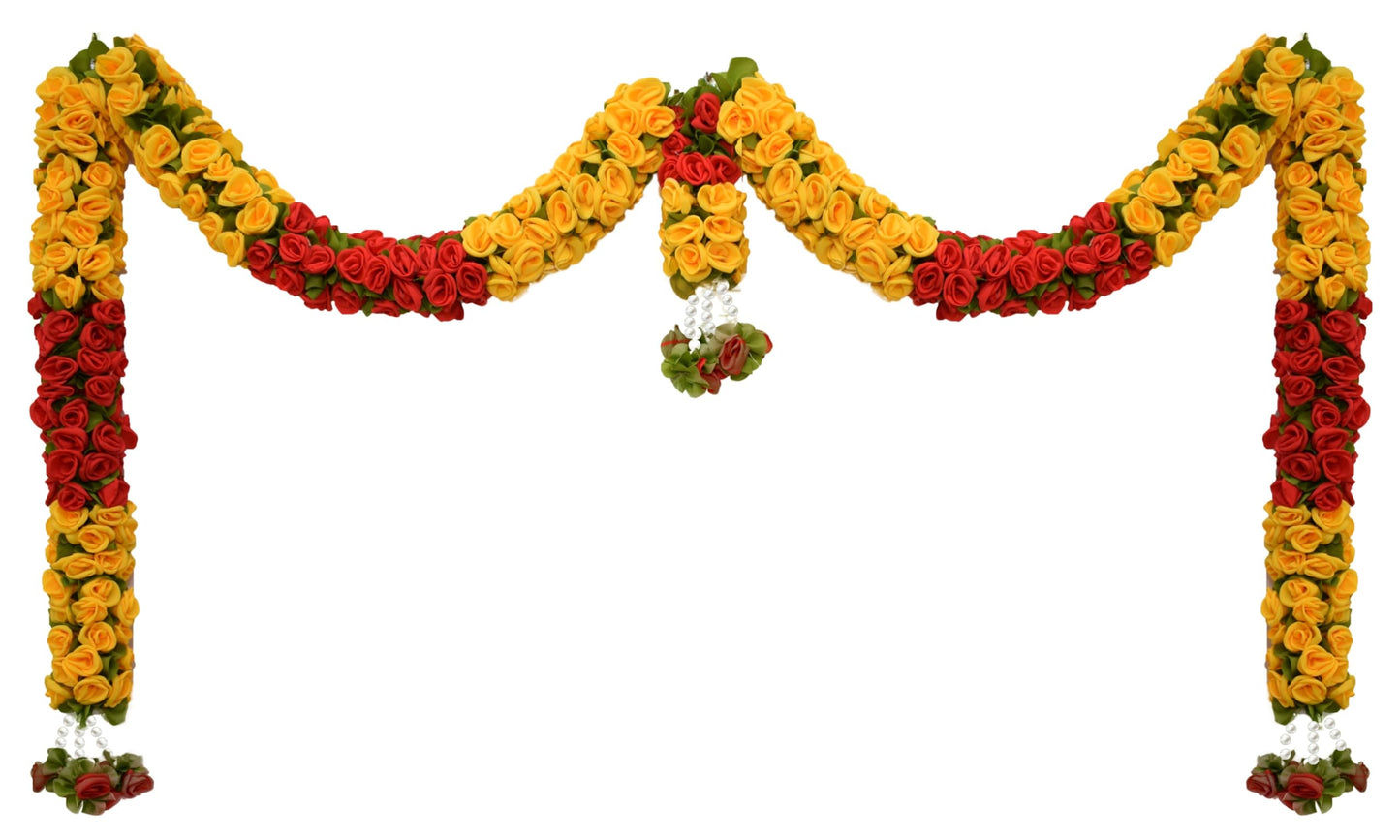 Toran for Main Door Entrance, Bandarwal for Festival, Pooja Mandir & Wedding, Handmade Traditional Flower Hanging for Home & Office Decor (42 inches 18 inches) Yellow