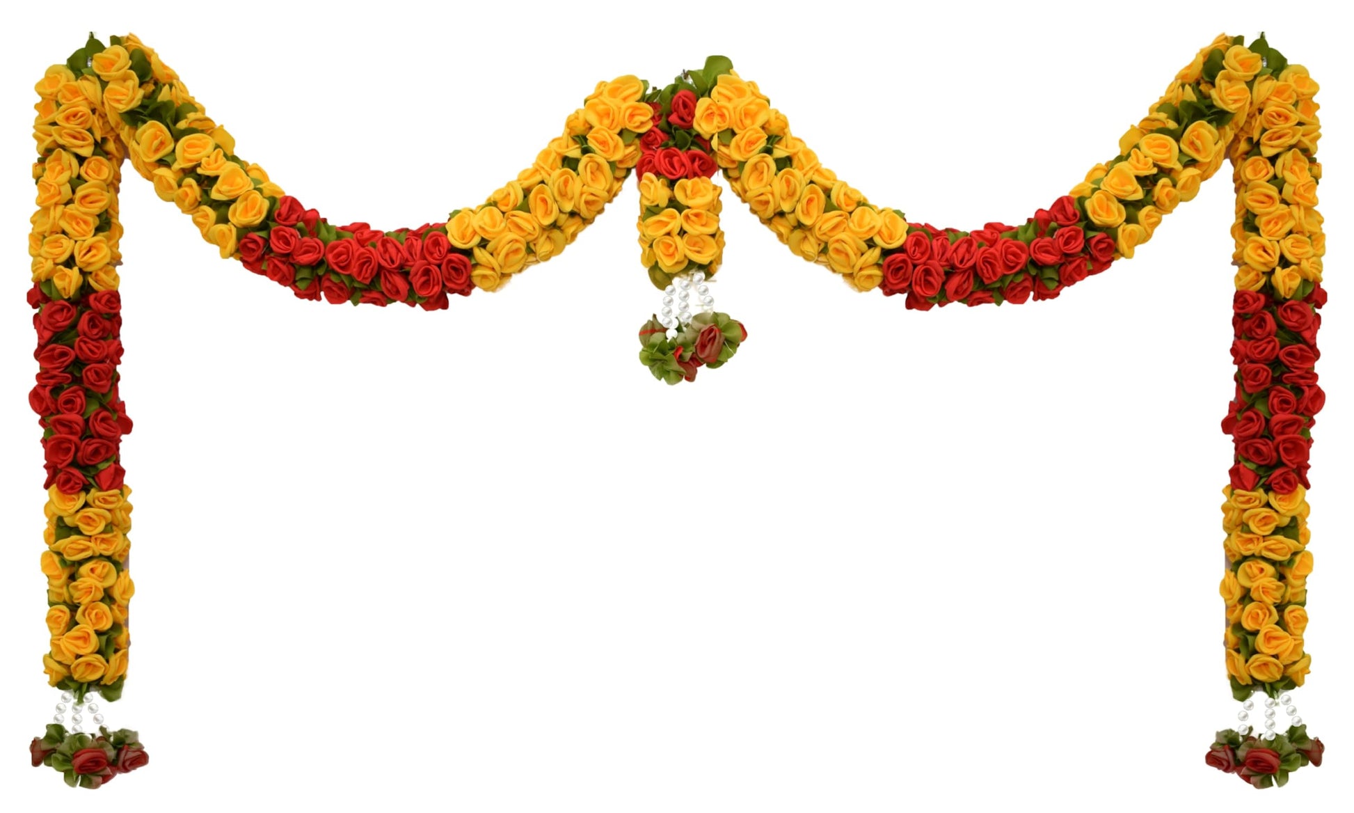 Toran for Main Door Entrance, Bandarwal for Festival, Pooja Mandir & Wedding, Handmade Traditional Flower Hanging for Home & Office Decor (42 inches 18 inches) Yellow