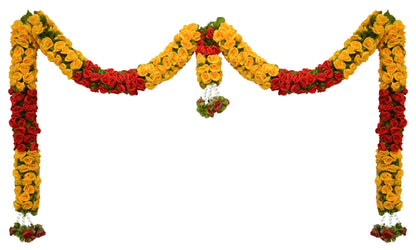 Toran for Main Door Entrance, Bandarwal for Festival, Pooja Mandir & Wedding, Handmade Traditional Flower Hanging for Home & Office Decor (42 inches 18 inches) Yellow
