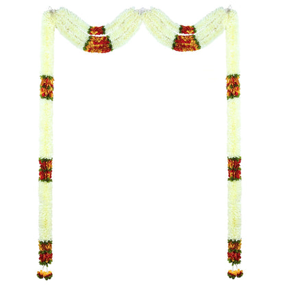 Toran for Main Door Entrance, Bandarwal for Festival, Pooja Mandir & Wedding, Handmade Traditional Flower Hanging for Home & Office Decor (42 inches 24 inches) White