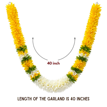 Flower Garland for Mandir Decoration, 40 Inches Hanging Mala for Photo Frame, Haar Mala for God Idols, Photo Frames of Loved Ones, Ancestors & Pooja Room Décor (Sunflower Yellow)