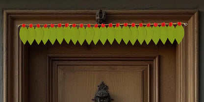 Toran for Main Door Entrance, Handmade Mango Leaf Toran, Traditional Bandarwal for Festival, Pooja, Wedding & Home Decor, Artificial Leaf Door Hanging (42 x 6 Inches, Green)