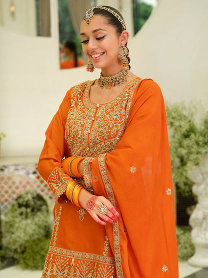 Women Ethnic Motifs Embroidered Kurta with Skirt & Dupatta
