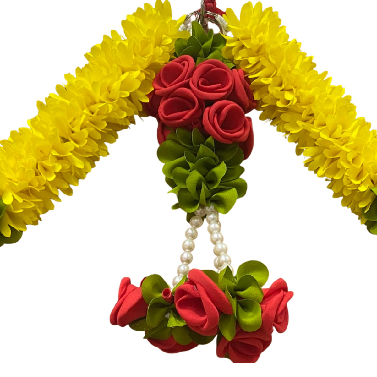 Artificial Flower Door Hanging Toran for Main Door Decoration, Floral Bandarwal with Lemon Yellow & Red Roses for Home, Mandir, Wedding & Festive Décor