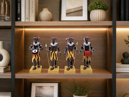 Niharika Collections Krishnanagar Handmade Clay Tribal Hunter Group Idol | Terracotta Folk Human Figurines | Traditional Home Decor & Gift Showpiece | Set of 4