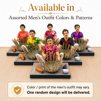 Niharika Collections Krishnanagar Handmade Terracotta Clay Basket Maker Miniature Idol Man | Basic Traditional Indian Home Decor, Golu Display and Gifting