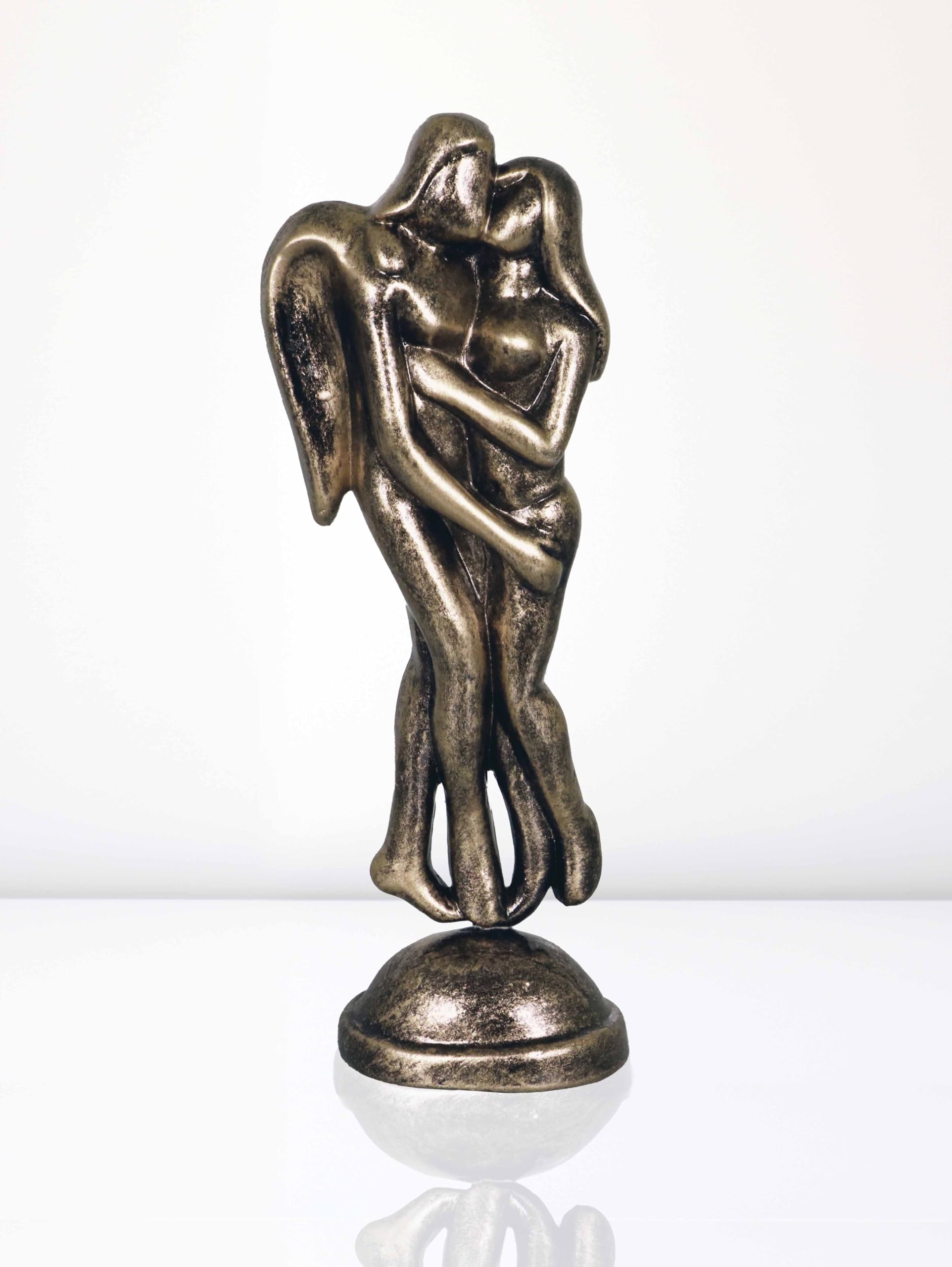 Niharika Collections Handmade Clay Terracotta Abstract Sculpture Loving Angels Idol for Gifts and Décor (Metallic Golden)