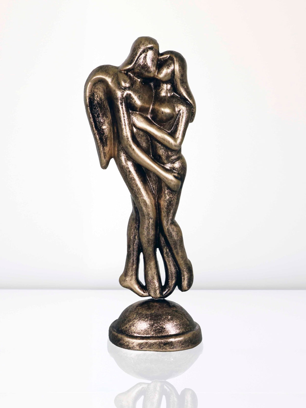 Niharika Collections Handmade Clay Terracotta Abstract Sculpture Loving Angels Idol for Gifts and Décor (Metallic Golden)