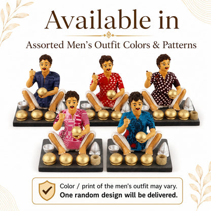 Niharika Collections Krishnanagar Handmade Clay Gift & Décor | Basic- Sitting Human Figure Miniature Idol - Kitchen Utensils Maker