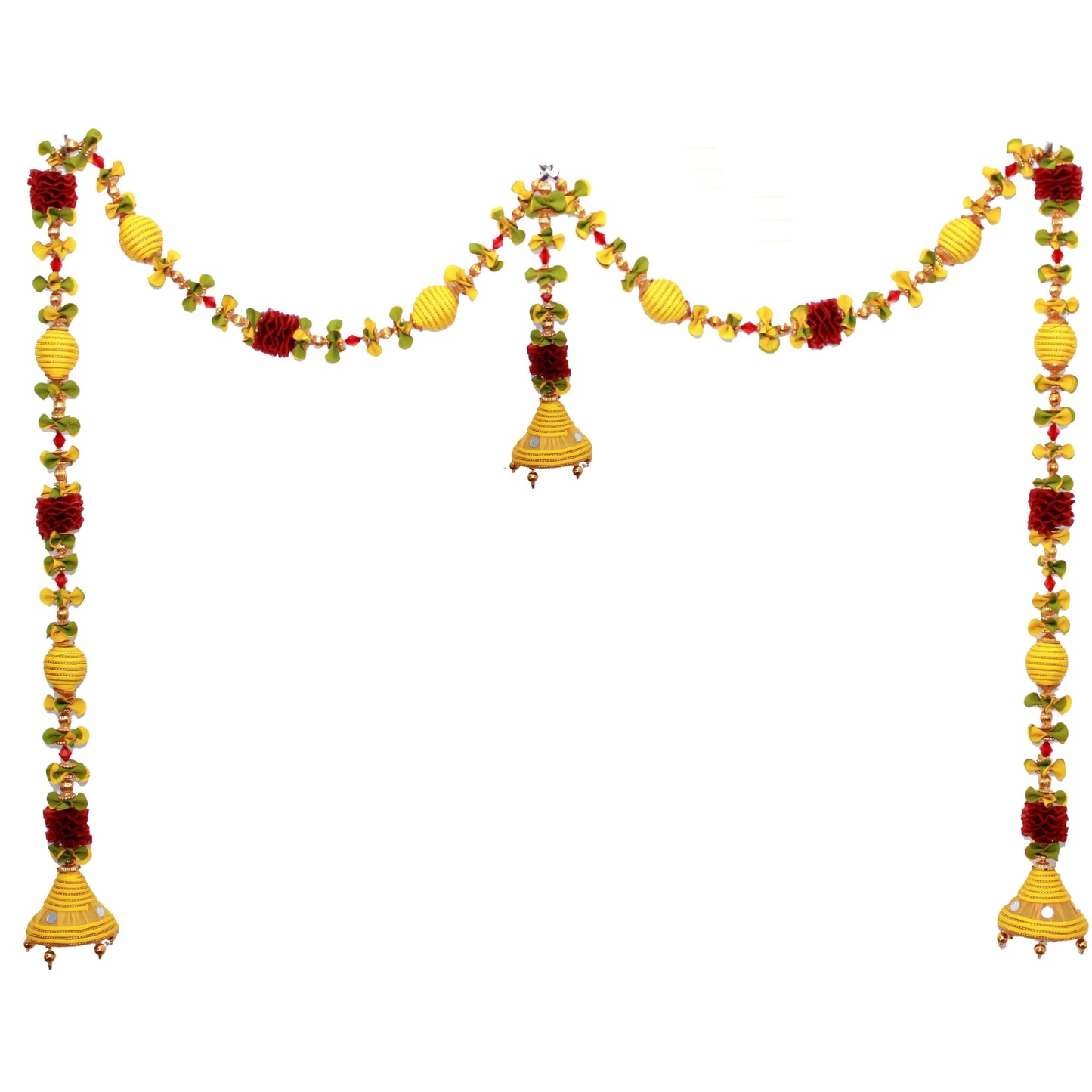 Jumka Doorway Flower toran, Hanging Golden Yellow Toran for Main Door Entrance, Reusable Thoran for Mandir & Living Room Dcor, Bandarwal for Festival Decoration (20x42 inch)