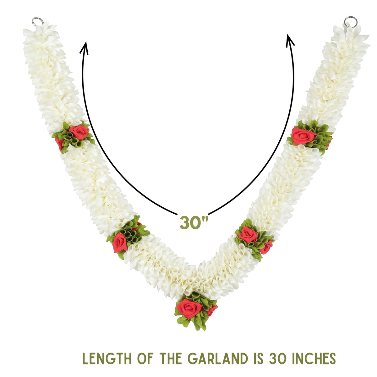 Artificial Garland for Home Decoration, Handcrafted Artificial Rose Flower Garland for Sankranti Ugadi Varamahalakshmi Wedding Event, Diwali & Navaratri Festivals (Pack of 2, White)