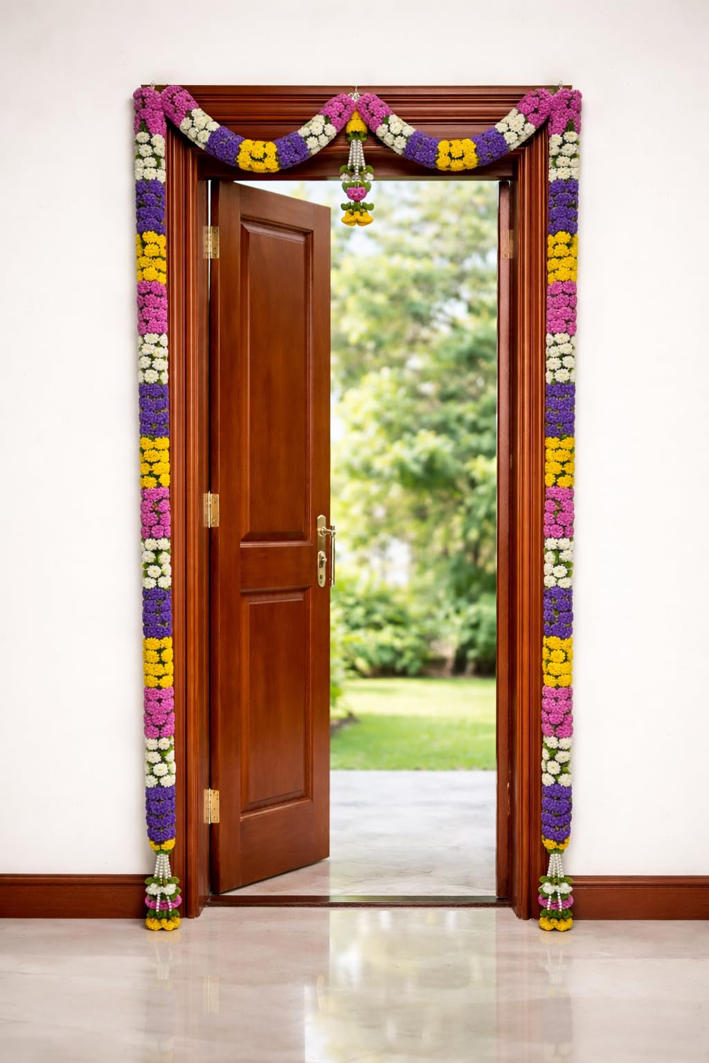 Multi Colour Hanging Artificial Flower Toran for Main Door Entrance, Reusable Thoran for Pooja Mandir, Living Room & Home Décor, Bandarwal for Festival Decoration (56x82 inch)