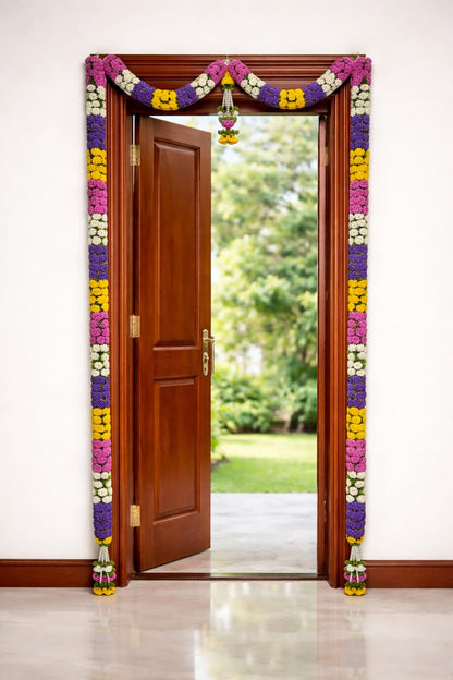 Multi Colour Hanging Artificial Flower Toran for Main Door Entrance, Reusable Thoran for Pooja Mandir, Living Room & Home Décor, Bandarwal for Festival Decoration (56x82 inch)
