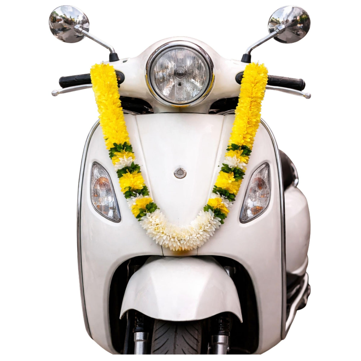 Flower Garland for Pooja Mandir Decoration, 40 Inches Hanging Mala for Photo Frame, Haar Mala for God Idols, Photo Frames of Loved Ones, Ancestors, Pitra & Pooja Room Décor (Yellow)