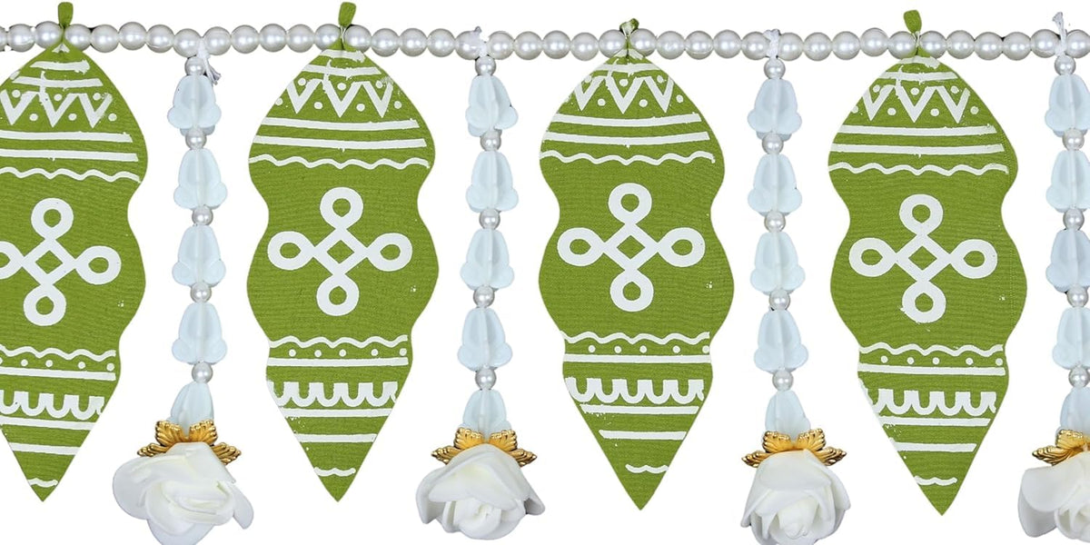 Toran for Main Door Entrance, Handmade Mango Leaf Toran, Traditional Bandarwal for Festival, Wedding & Home Decor, Artificial Leaf Door Hanging (42 x 6 Inches, Green)