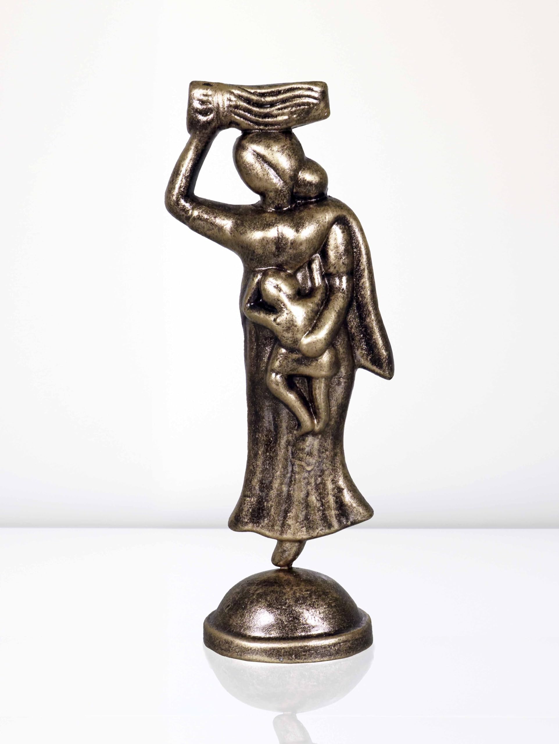 Niharika Collections Handmade Clay Terracotta Abstract Sculpture Farmer Mother Idol for Gifts and Décor (Metallic Golden)