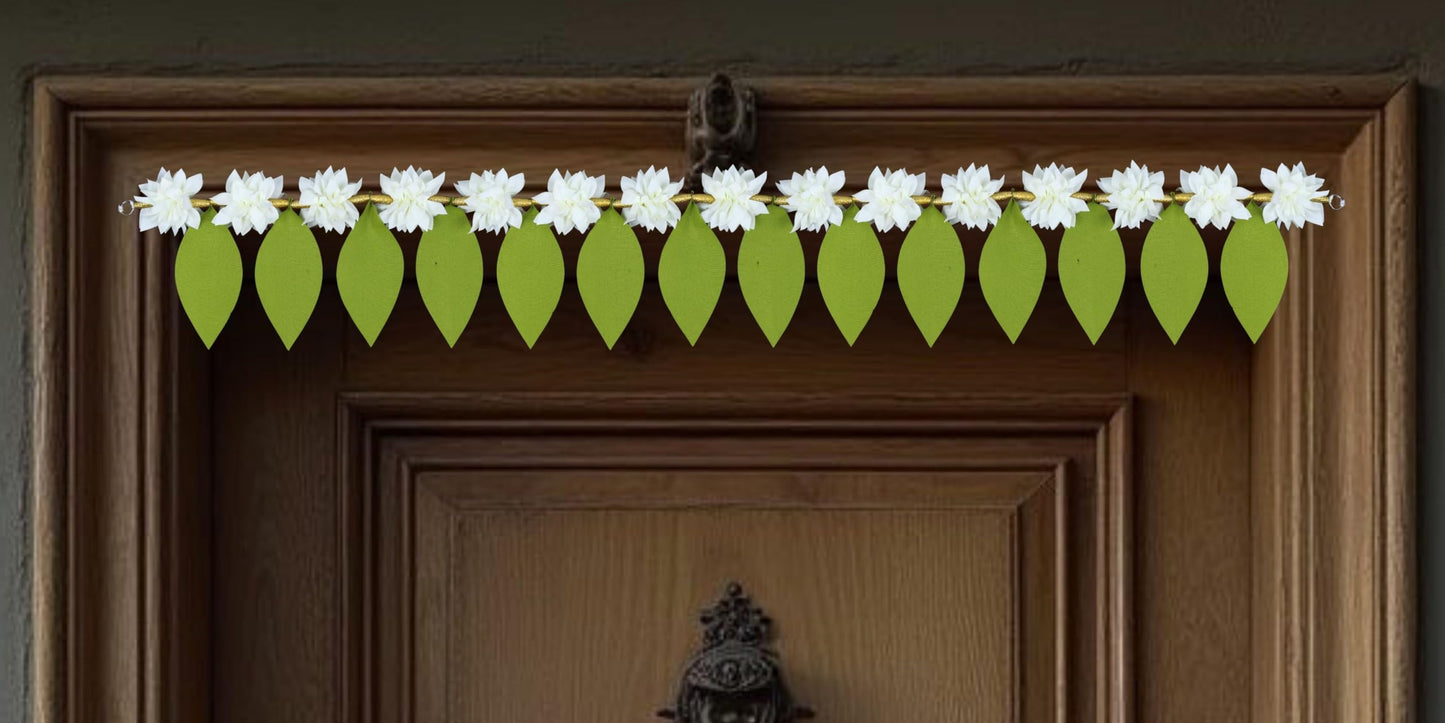 Toran for Main Door Entrance, Handmade Mango Leaf Toran for Home, Traditional Bandarwal for Festival, Pooja, Wedding & Home Decor, Wall Hanging (42 x 7 Inches, Green)
