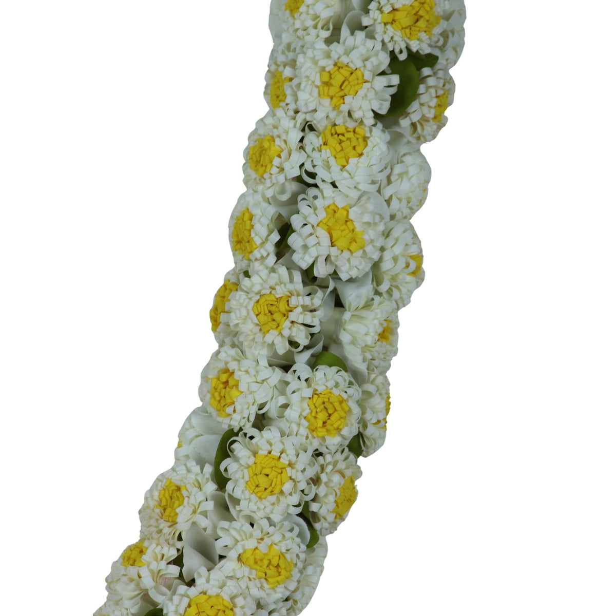 Shevanti Cream & Yellow Flower Garland for Pooja Mandir Decoration, Hanging Mala for Photo Frame, Haar Mala for God Idols, Photo Frames of Loved Ones, Ancestors, Pitra (40 inch)