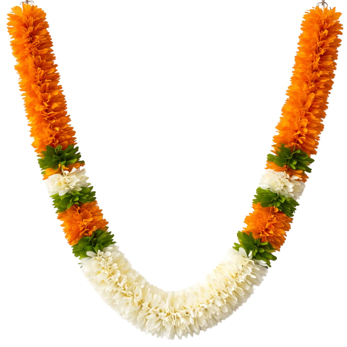 Flower Garland for Pooja Mandir Decoration, 40 Inches Hanging Mala for Photo Frame, Haar Mala for God Idols, Photo Frames of Loved Ones, Ancestors, Pitra & Pooja Room Décor (Orange)