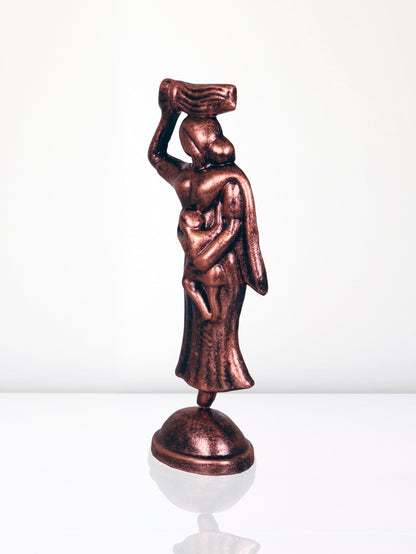 Niharika Collections Handmade Clay Terracotta Abstract Sculpture Farmer Mother Idol for Gifts and Décor (Metallic Bronze)
